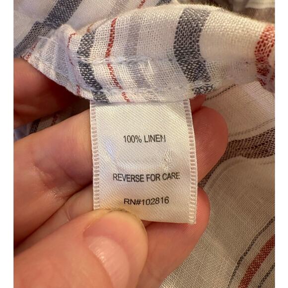 Garnet Hill Size Medium 100% Linen Striped Easy Tunic Top - Picture 6 of 6